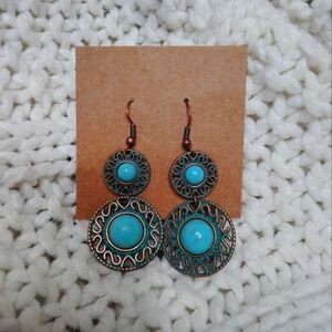 2 for 25$ Turquoise and Bronze Dangle Earrings